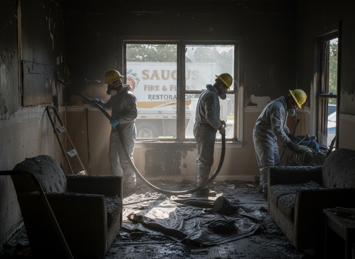 Fire Damage restoration in Saugus Center