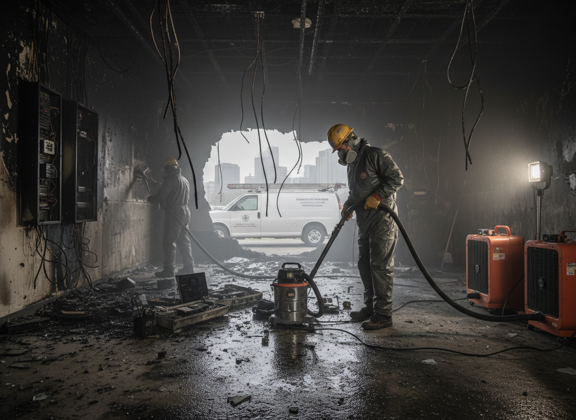 Electrical fire cleanup in Saugus