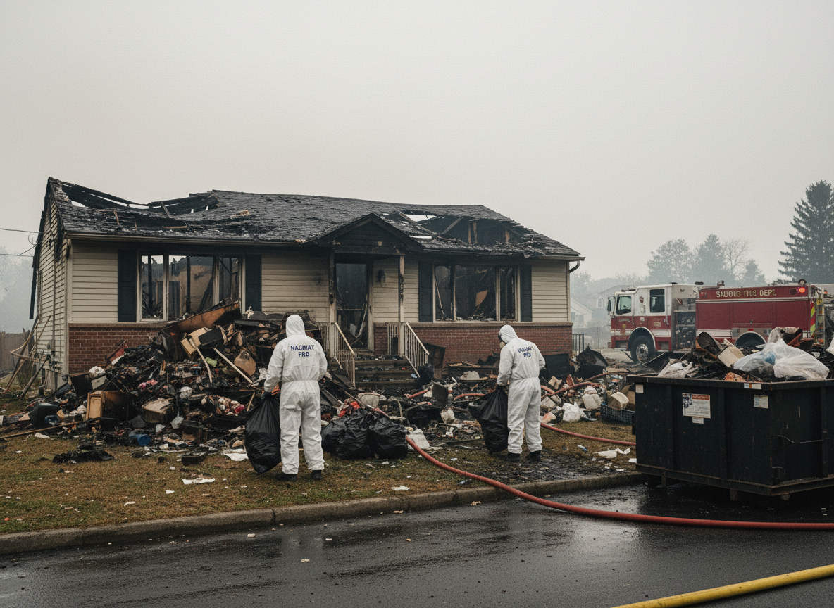 hoarding cleanup after fire in Saugus